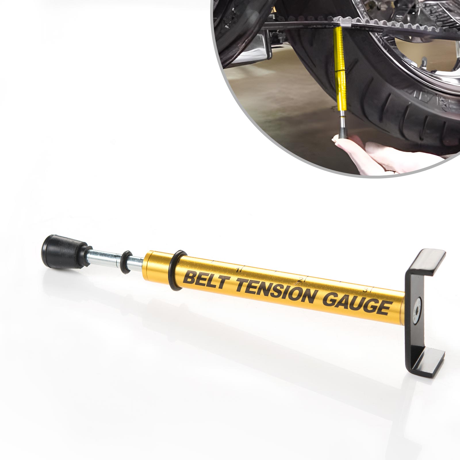 Motorcycle Belt Tension Gauge Tool – Clear Scale Metal Adjuster For All 10lbs Belt Drive Models (Includes Belt Tool)