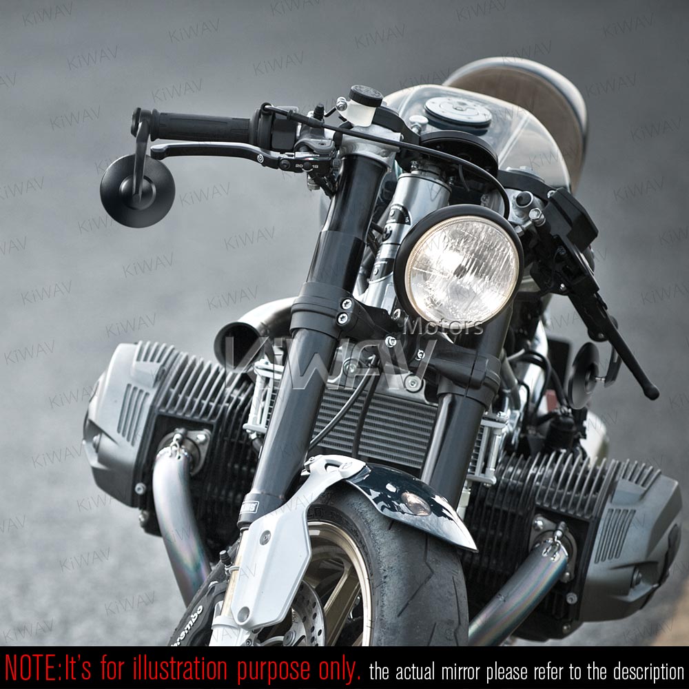 バーエンド: バーエンドミラー ボブ 黒 1インチ中空式ハンドル用