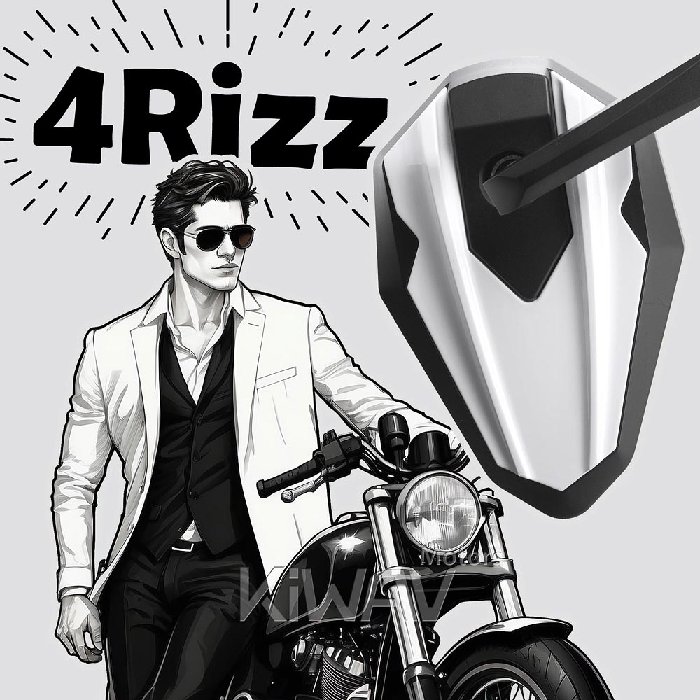 バーエンド: バーエンドミラー 4Rizz 白 M8ネジ式