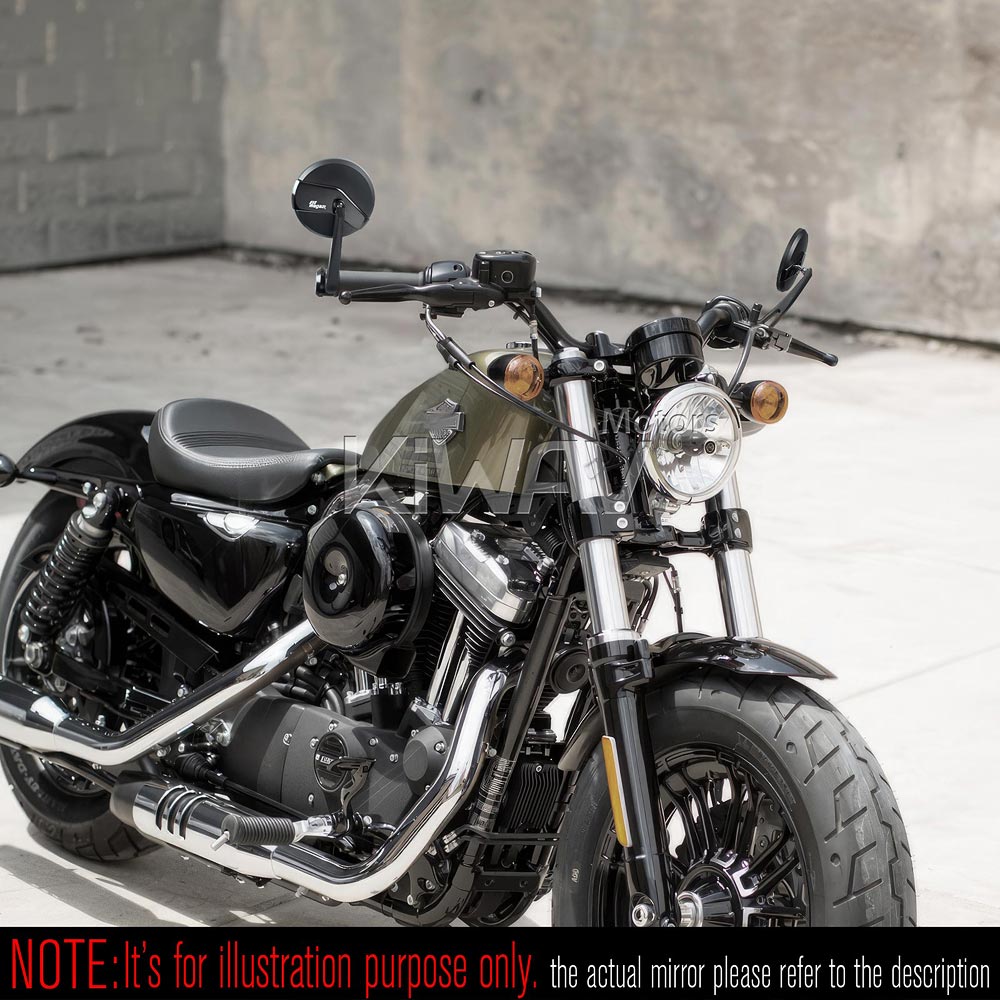 ハーレー用: バーエンドミラー ミシー 黒 一部のハーレー用