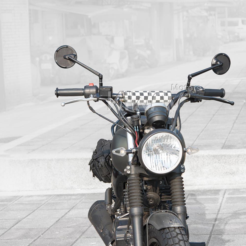 BMWに対応: バイクミラー マンバ 丸型 光沢仕上げカーボンファイバー