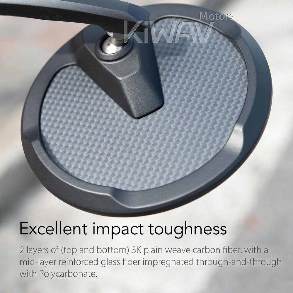 KiWAV Mamba Carbon Fiber Bar End Mirrors - Black Round Mirrors For Triumph Motorcycles