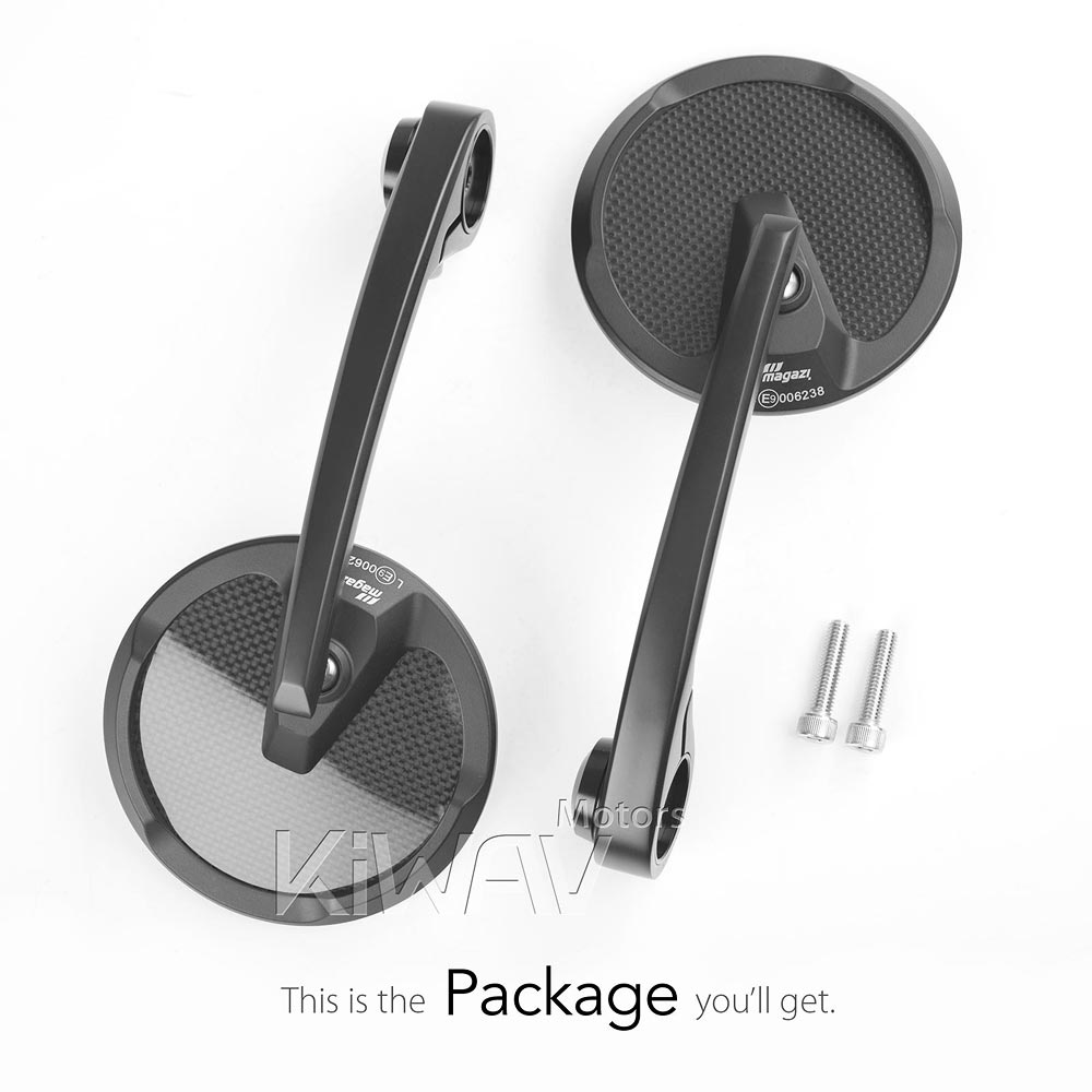 バーエンド: バーエンドミラー マンバ 丸型 光沢仕上げカーボン