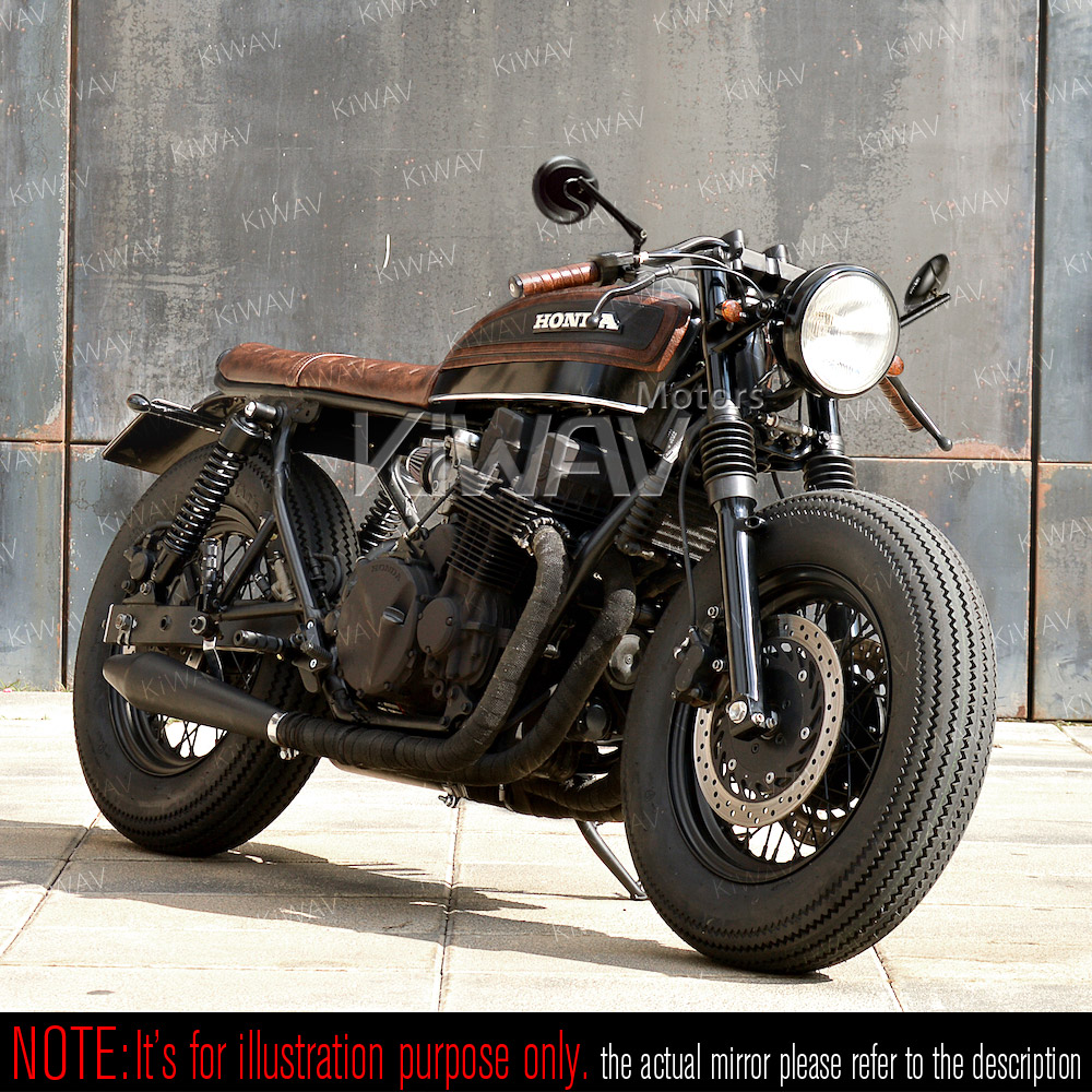 ロードとネイキッド: バイクミラー レトロ 黒 M10 5/16