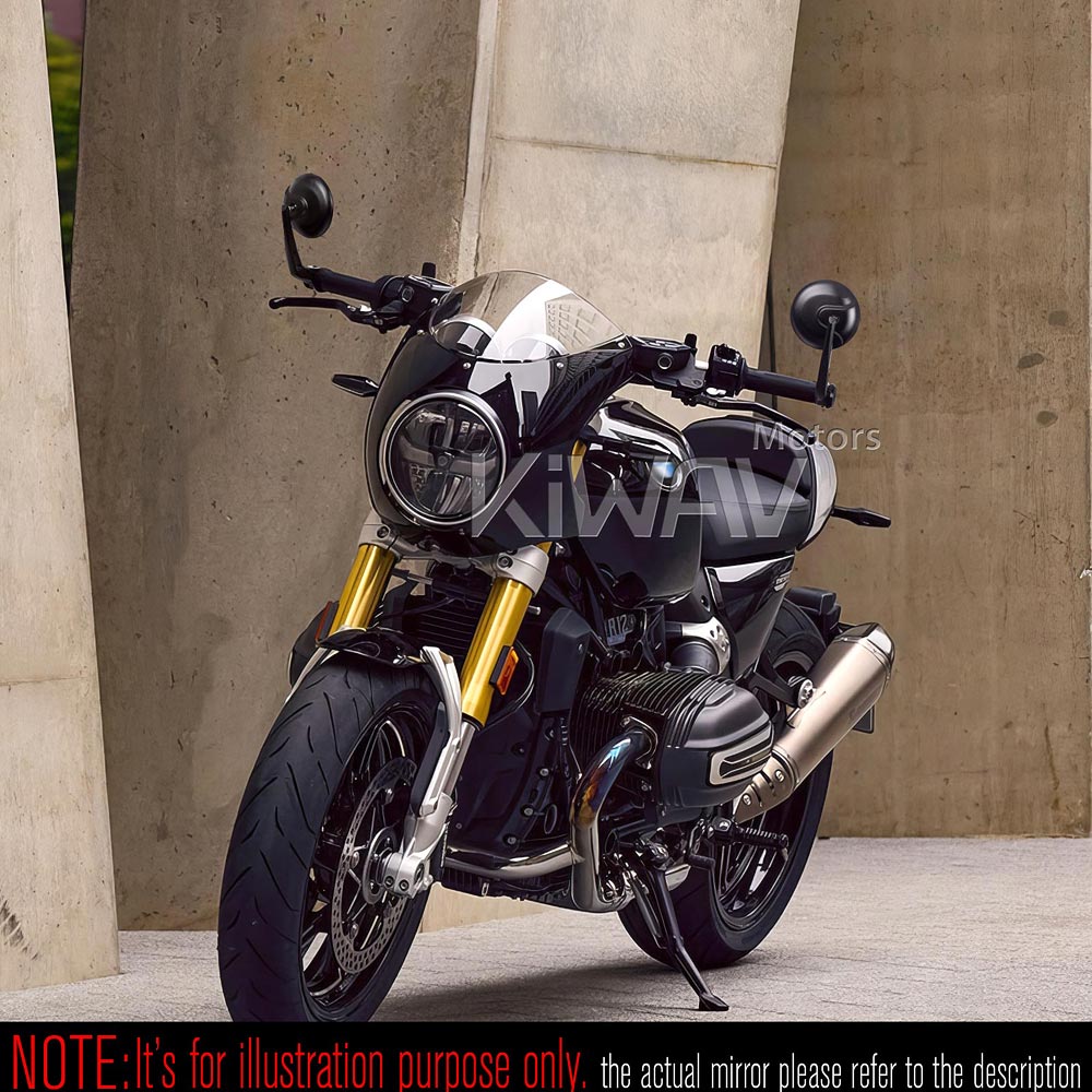 バーエンド: バーエンドミラー レトロ 黒 ヘビーウェイト 12mmネジ式