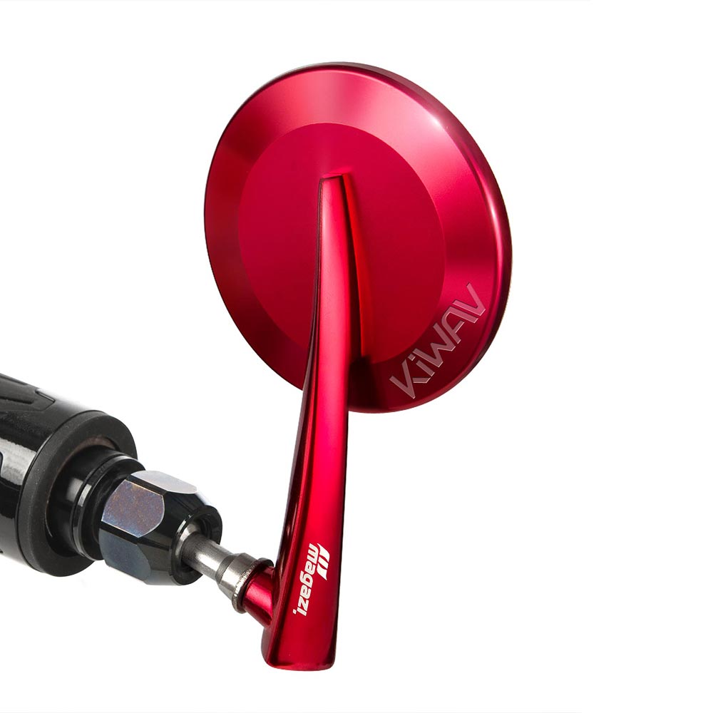 2.5 Inch round CNC aluminum convex bar end mirror red left hand for Royal Enfield