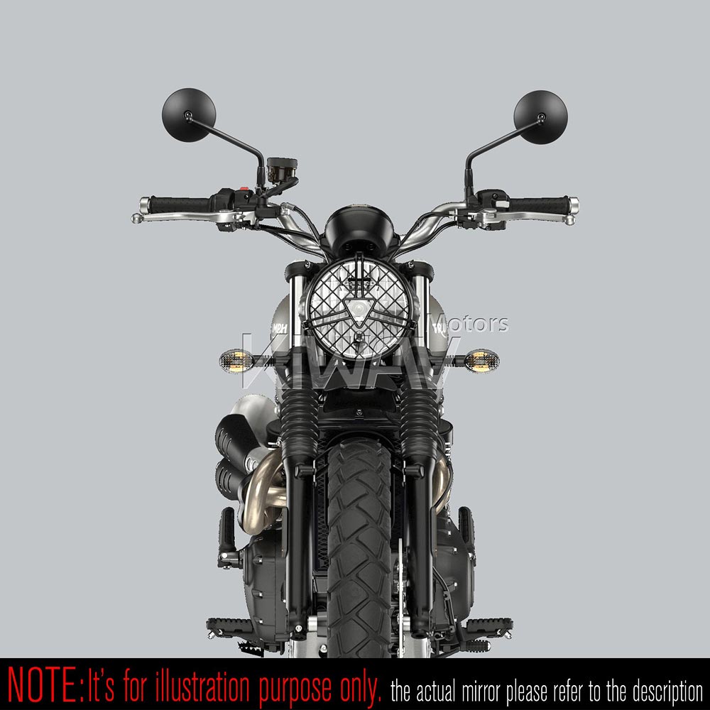 ミラー: バイクミラー イクリプス 黒 25mmハンドルつき、貫通式ミラー