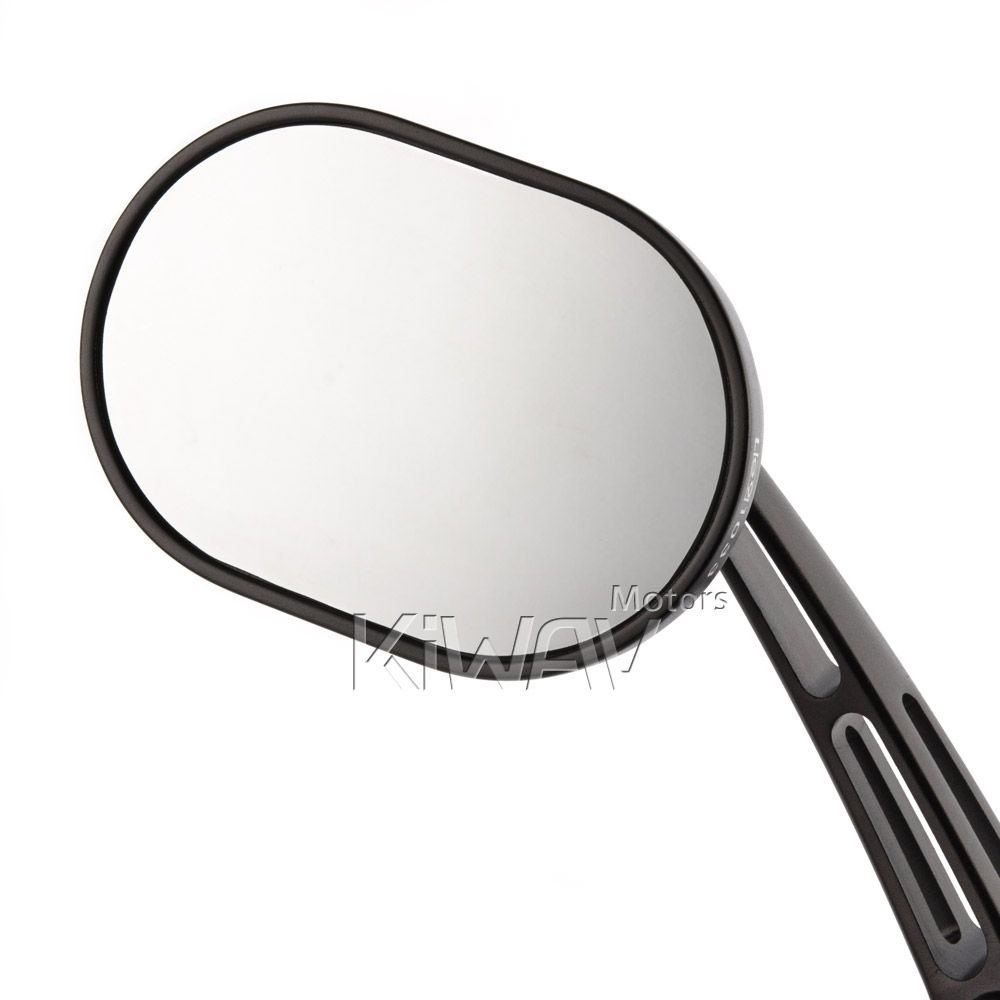 thumbnail image 2 of Black CNC Edge Cut Rear View Mirrors For Harley Road Glide – 8mm Thread, Pair 2 of 5