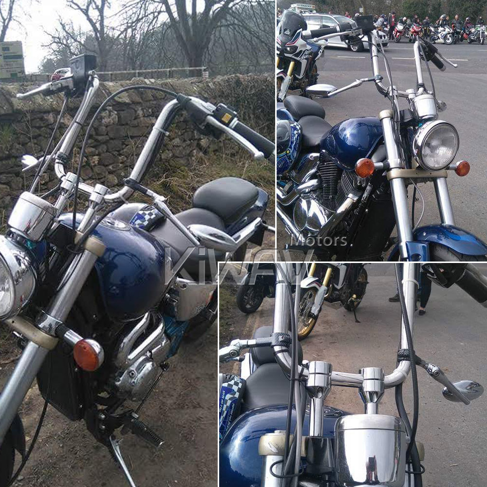 Kiwav Motorcycle Mirrors Rear View Side Ultra Polished Chrome Oval Slim Shaped Convex Aluminum Sturdy Durable Adjustable 10mm 5/16 Inches Bolts, image size:1000x1000