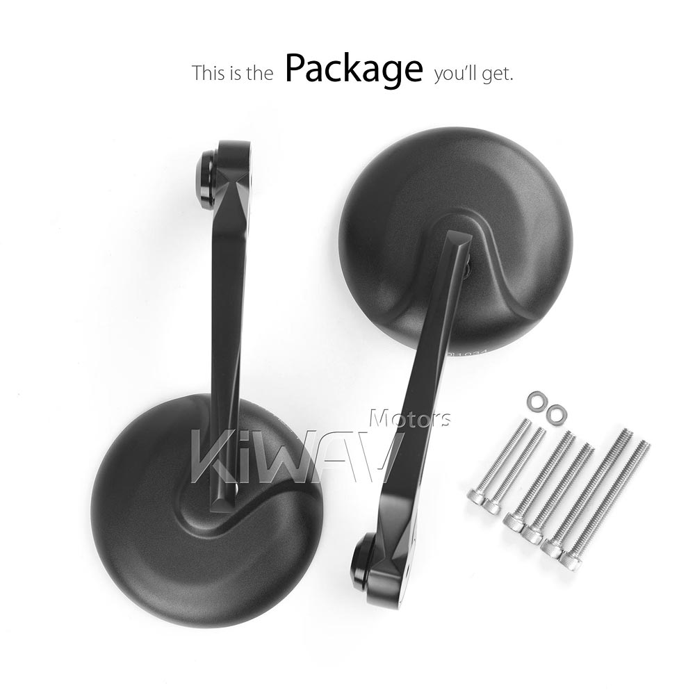 KiWAV バーエンドミラー 黒 5mm / 6 mm トライアンフ 製品一覧: バーエンドミラー レトロ 黒 5mm & 6mmネジ式