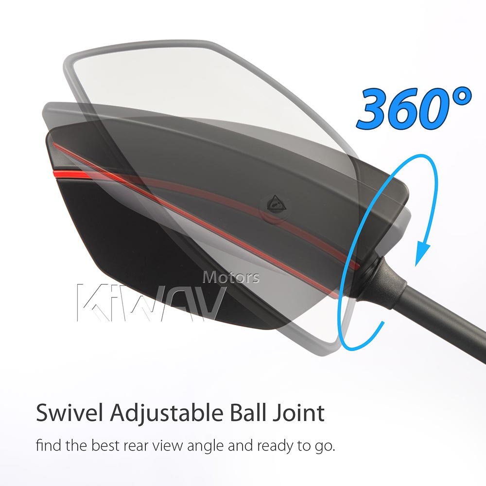 スクーター: バイク用死角検知システム(BSD)付きバイクミラー レッド