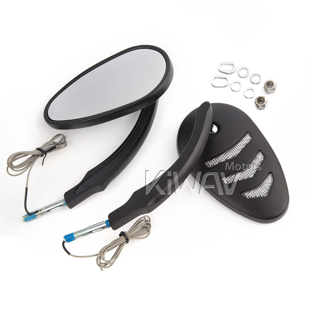 Baceyong 1 Pair Aluminum Side Mirrors with Orange LED Turn Signal for H