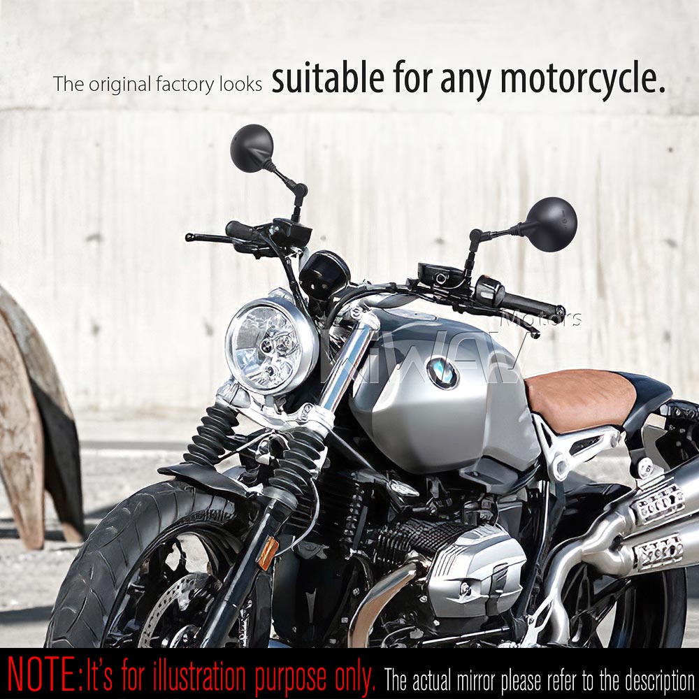 ハンドルマウントミラー: バイクミラー 折りたたみ式 可倒式ミラー 黒
