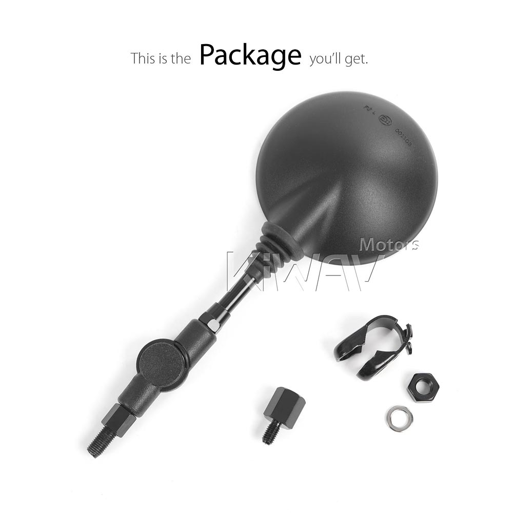 スクーター: バイクミラー 折りたたみ式 可倒式ミラー 黒 8mm正