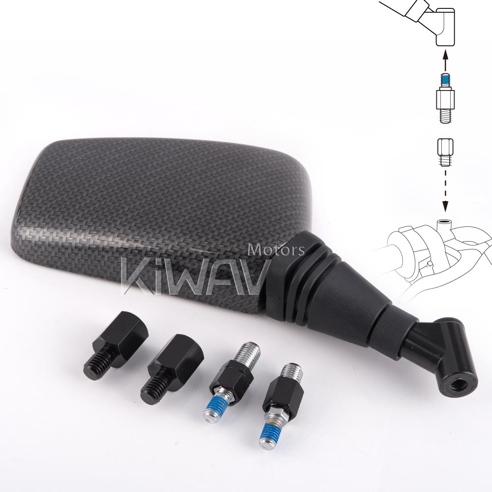 製品一覧: バイクミラー ブリック カーボンの模様 右側 M10 1.5ピッチ