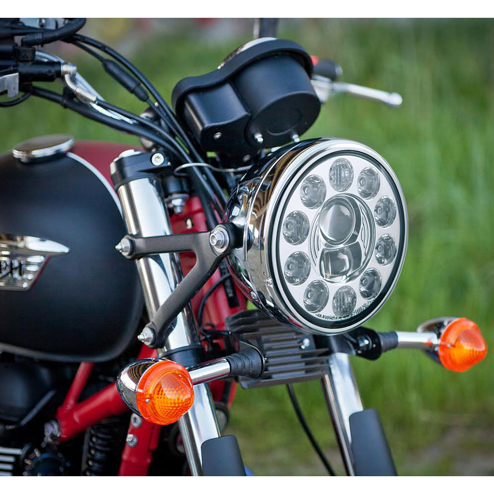 ヘッドライト: シリウス NS-2241 7インチ バイク用ヘッドライト クロム