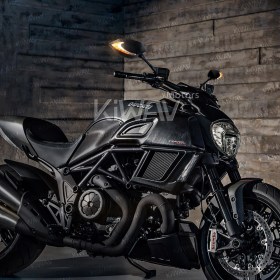 二色LED付きバイクミラー　ルシファー　黒　流れるタイプ　M10 M8　バイク　スクーターに汎用
