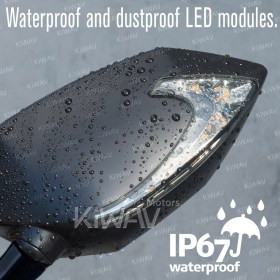 二色LED付きバイクミラー　ルシファー　黒　流れるタイプ　M10 M8　バイク　スクーターに汎用
