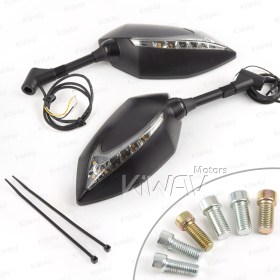 二色LED付きバイクミラー　ルシファー　黒　流れるタイプ　M10 M8　バイク　スクーターに汎用