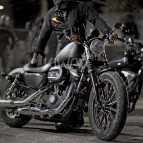 Lucifer black LED mirrors with sequential effect compatible with Harley Davidson