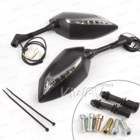 Lucifer black LED mirrors with sequential effect compatible with Harley Davidson