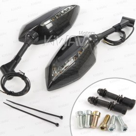 Lucifer carbon LED mirrors with sequential effect compatible with Harley Davidson