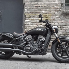 Retro black bar end mirrors compatible with Indian Scout Bobber