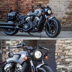 Retro black bar end mirrors compatible with Indian Scout Bobber