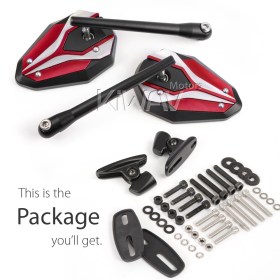 ViperII red fairing mount mirrors w/ matte black adapter compatible with Ducati Panigale