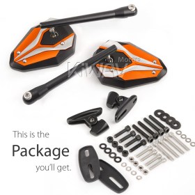 ViperII orange fairing mount mirrors w/ matte black adapter compatible with Ducati Panigale