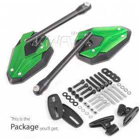 ViperII all green fairing mount mirrors w/ black adapter compatible with Ducati Panigale