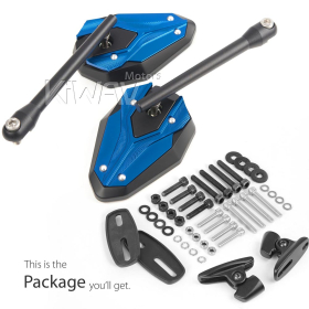 ViperII all blue fairing mount mirrors w/ black adapter compatible with Ducati Panigale
