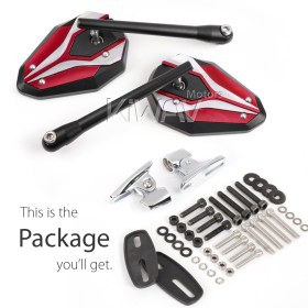 ViperII red fairing mount mirrors w/ chrome adapter compatible with Ducati Panigale