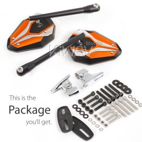 ViperII orange fairing mount mirrors w/ chrome adapter compatible with Ducati Panigale