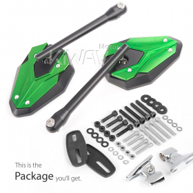 ViperII all green fairing mount mirrors w/ chrome adapter compatible with Ducati Panigale