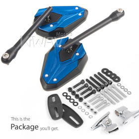 ViperII all blue fairing mount mirrors w/ chrome adapter compatible with Ducati Panigale
