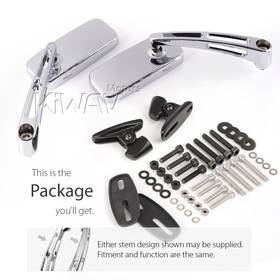 ClassicMX chrome fairing mount mirrors w/ black adapter compatible with Ducati Panigale