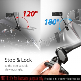 Modern Chrome fairing mount mirrors w/ black adapter compatible with Ducati Panigale