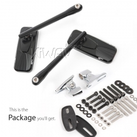 Modern black fairing mount mirrors w/ chrome adapter compatible with Ducati Panigale