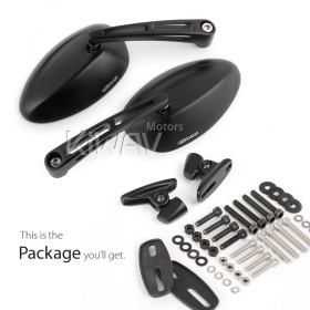 Oval black fairing mount mirrors w/ black adapter compatible with Ducati Panigale