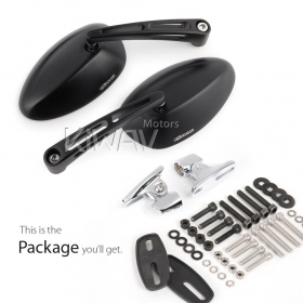Oval black fairing mount mirrors w/ chrome adapter compatible with Ducati Panigale