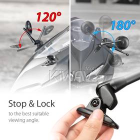 Retro black fairing mount mirrors w/ black adapter compatible with Ducati Panigale