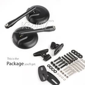 Retro black fairing mount mirrors w/ black adapter compatible with Ducati Panigale