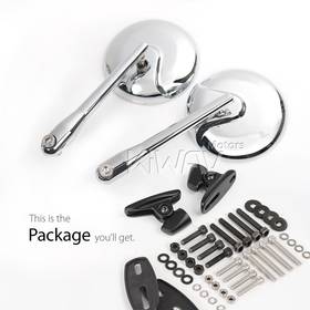 Retro chrome fairing mount mirrors w/ black adapter Compatible compatible with Ducati Panigale
