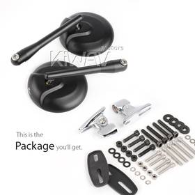 Retro black fairing mount mirrors w/ chrome adapter compatible with Ducati Panigale