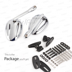 Ellipse chrome fairing mount mirrors w/ black adapter compatible with Ducati Panigale