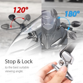 Ellipse black fairing mount mirrors w/ chrome adapter compatible with Ducati Panigale