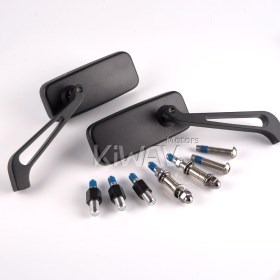 Classic black mirrors compatible with M10 metric bike & Harley Davidson