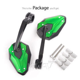 ViperII all green bar end mirrors for 7/8 Inch hollow handlebar