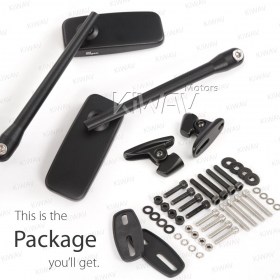 Classic Plus black fairing mount mirrors w/ matte black adapter compatible with Ducati Panigale